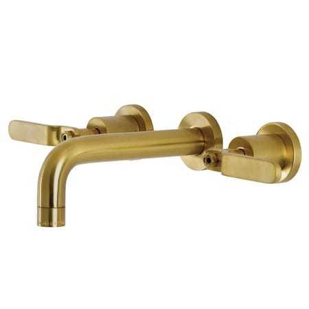 Kingston Brass KS8127KL Two-Handle Wall Mount Bathroom Faucet, Brushed Brass KS8127KL